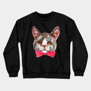Watercolor cute fluffy kitty cat Crewneck Sweatshirt